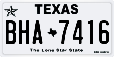 TX license plate BHA7416