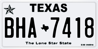 TX license plate BHA7418