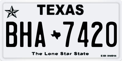TX license plate BHA7420