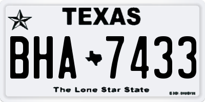 TX license plate BHA7433