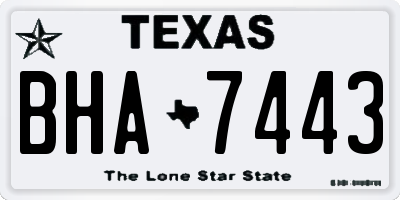 TX license plate BHA7443