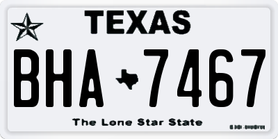 TX license plate BHA7467