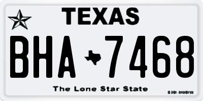 TX license plate BHA7468