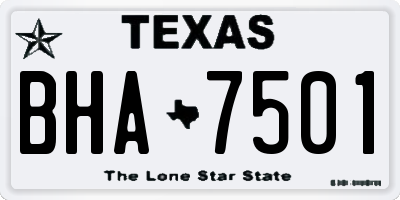 TX license plate BHA7501