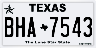 TX license plate BHA7543