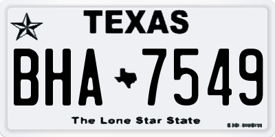 TX license plate BHA7549