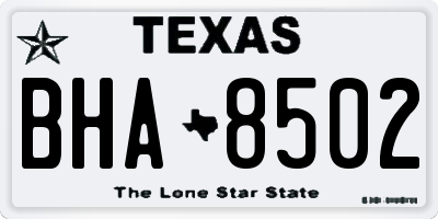 TX license plate BHA8502