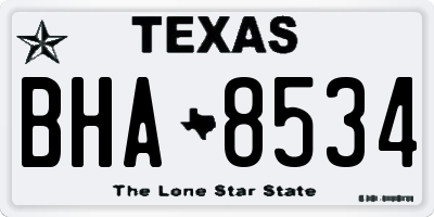 TX license plate BHA8534
