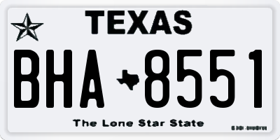TX license plate BHA8551