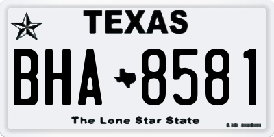 TX license plate BHA8581