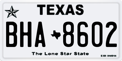 TX license plate BHA8602