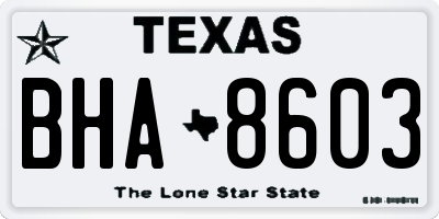 TX license plate BHA8603