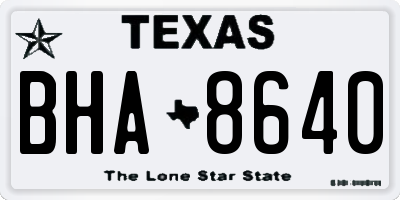 TX license plate BHA8640