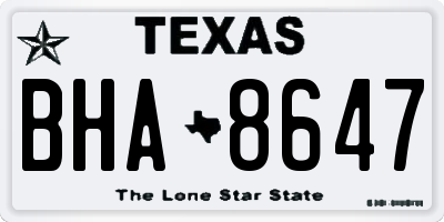 TX license plate BHA8647