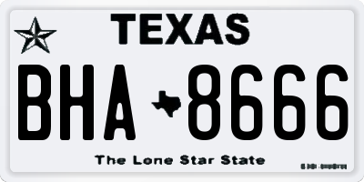 TX license plate BHA8666