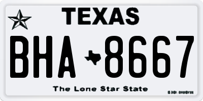 TX license plate BHA8667