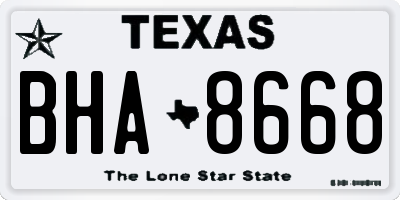 TX license plate BHA8668