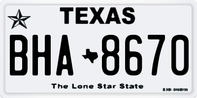 TX license plate BHA8670