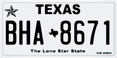 TX license plate BHA8671