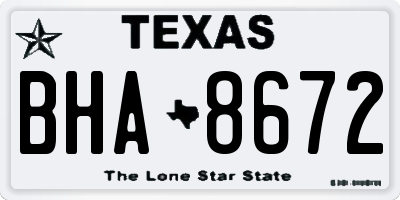 TX license plate BHA8672