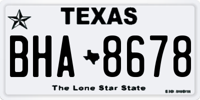 TX license plate BHA8678