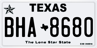 TX license plate BHA8680