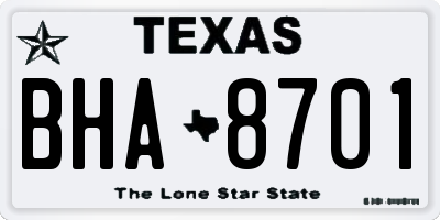 TX license plate BHA8701