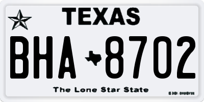 TX license plate BHA8702