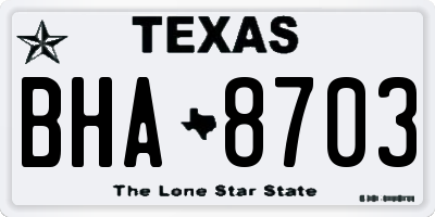 TX license plate BHA8703