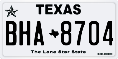 TX license plate BHA8704