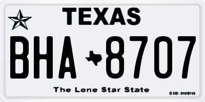 TX license plate BHA8707