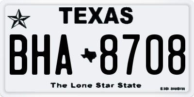 TX license plate BHA8708