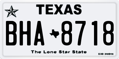 TX license plate BHA8718