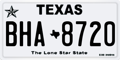TX license plate BHA8720
