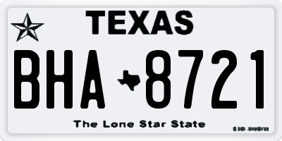TX license plate BHA8721