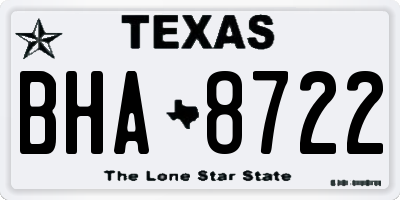 TX license plate BHA8722