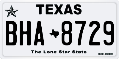TX license plate BHA8729