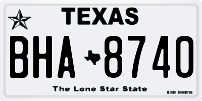 TX license plate BHA8740
