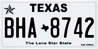 TX license plate BHA8742