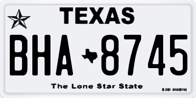 TX license plate BHA8745
