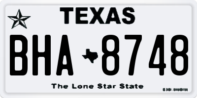 TX license plate BHA8748