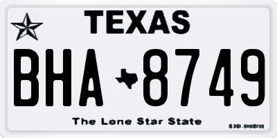 TX license plate BHA8749