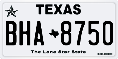 TX license plate BHA8750