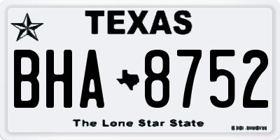 TX license plate BHA8752