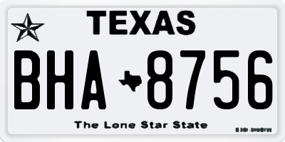 TX license plate BHA8756