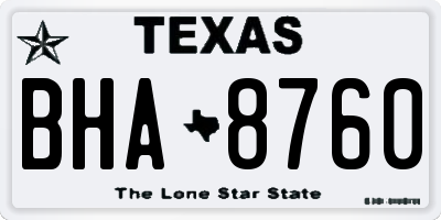 TX license plate BHA8760