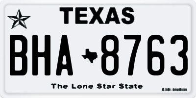 TX license plate BHA8763