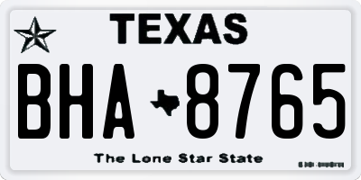 TX license plate BHA8765