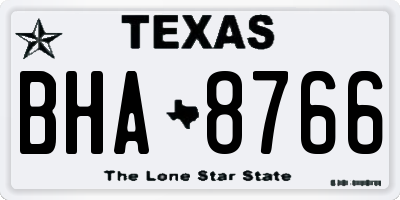 TX license plate BHA8766