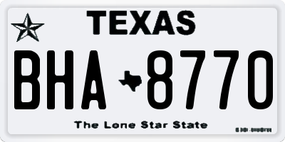 TX license plate BHA8770
